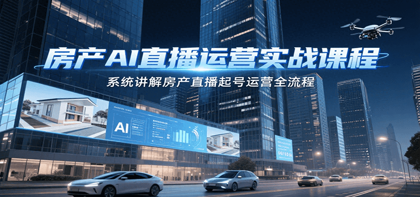 房产AI直播运营实战课程，系统讲解房产直播起号运营全流程-无界集思营