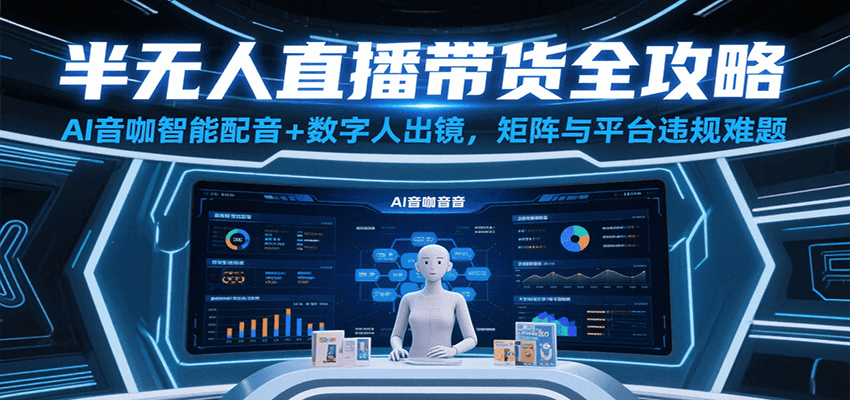 半无人直播带货全攻略：AI音咖智能配音+数字人出镜，解决账号矩阵与平台违规难题-无界集思营