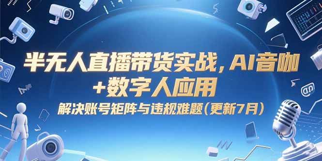 （15280期）半无人直播带货实战，AI音咖+数字人应用 解决账号矩阵与违规难题(更新7月)-无界集思营