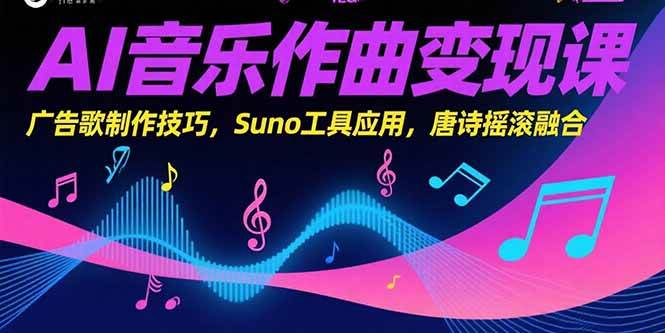 （15370期）AI音乐作曲变现课，广告歌制作技巧，Suno工具应用，唐诗摇滚融合-无界集思营
